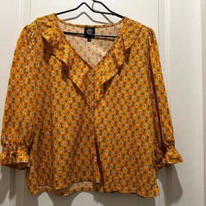 Casual Women's XL Gold Top or Shirt, Pirate Style Blouse